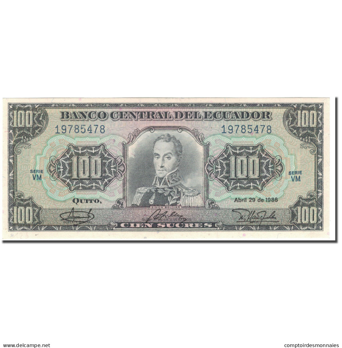 Billet, Équateur, 100 Sucres, 1986-04-29, KM:123, NEUF - Equateur