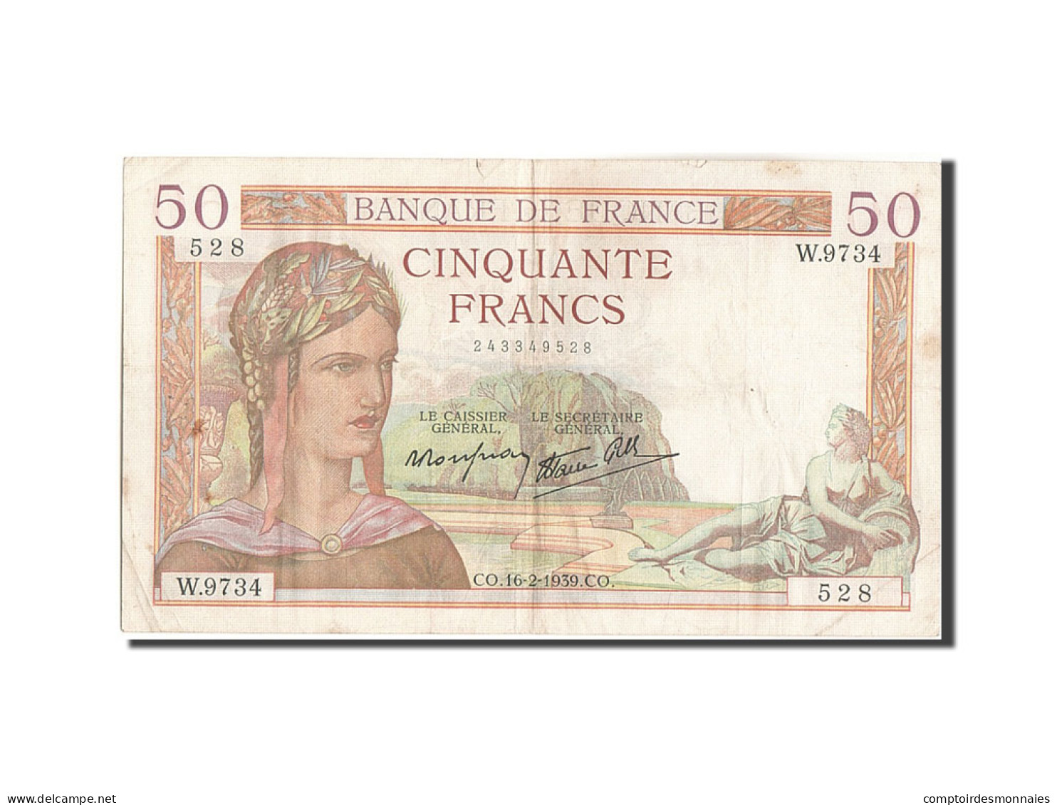 Billet, France, 50 Francs, 50 F 1934-1940 ''Cérès'', 1939, 1939-02-16, TTB - 50 F 1934-1940 ''Cérès''