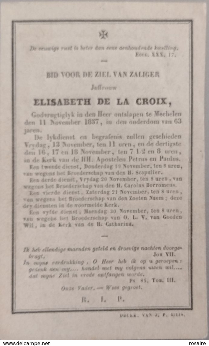 Elisabeth De La Croix-mechelen 1857 - Andachtsbilder