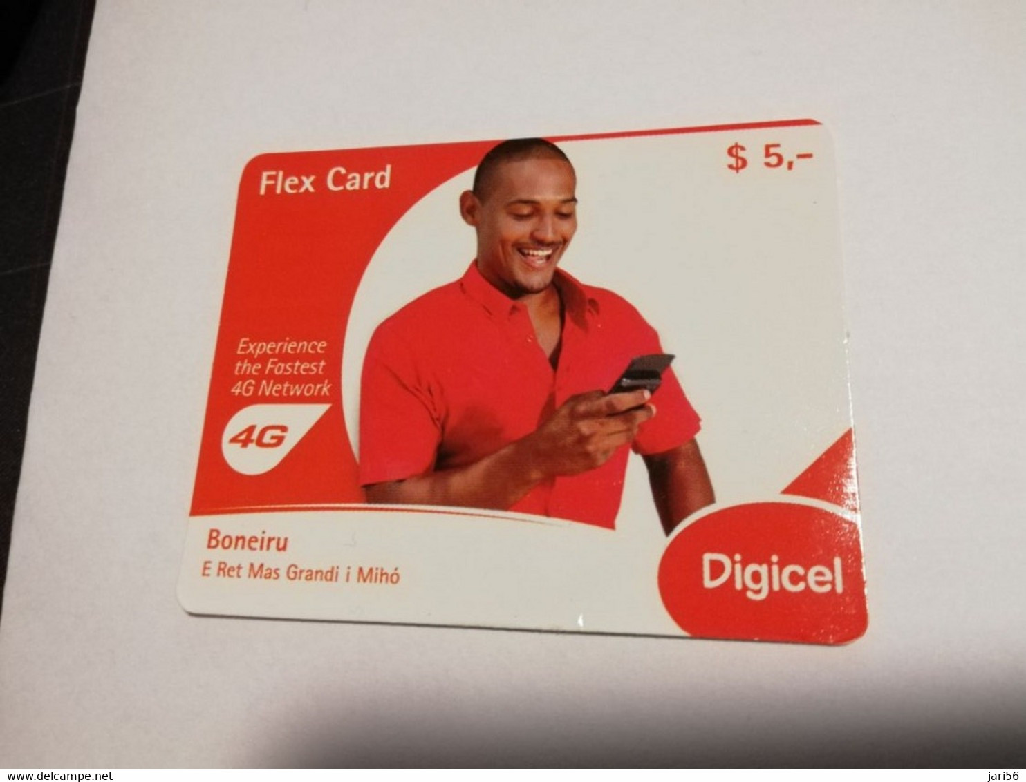 BONAIRE  $ 5,-   DIGICEL FLEXCARD  MAN ON CELPHONE  09/12/2013     ** 6051** - Antilles (Netherlands)
