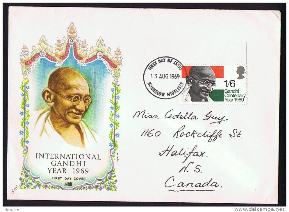 1969  International Gandhi Year  SG 807  FDC - 1952-1971 Pre-Decimale Uitgaves