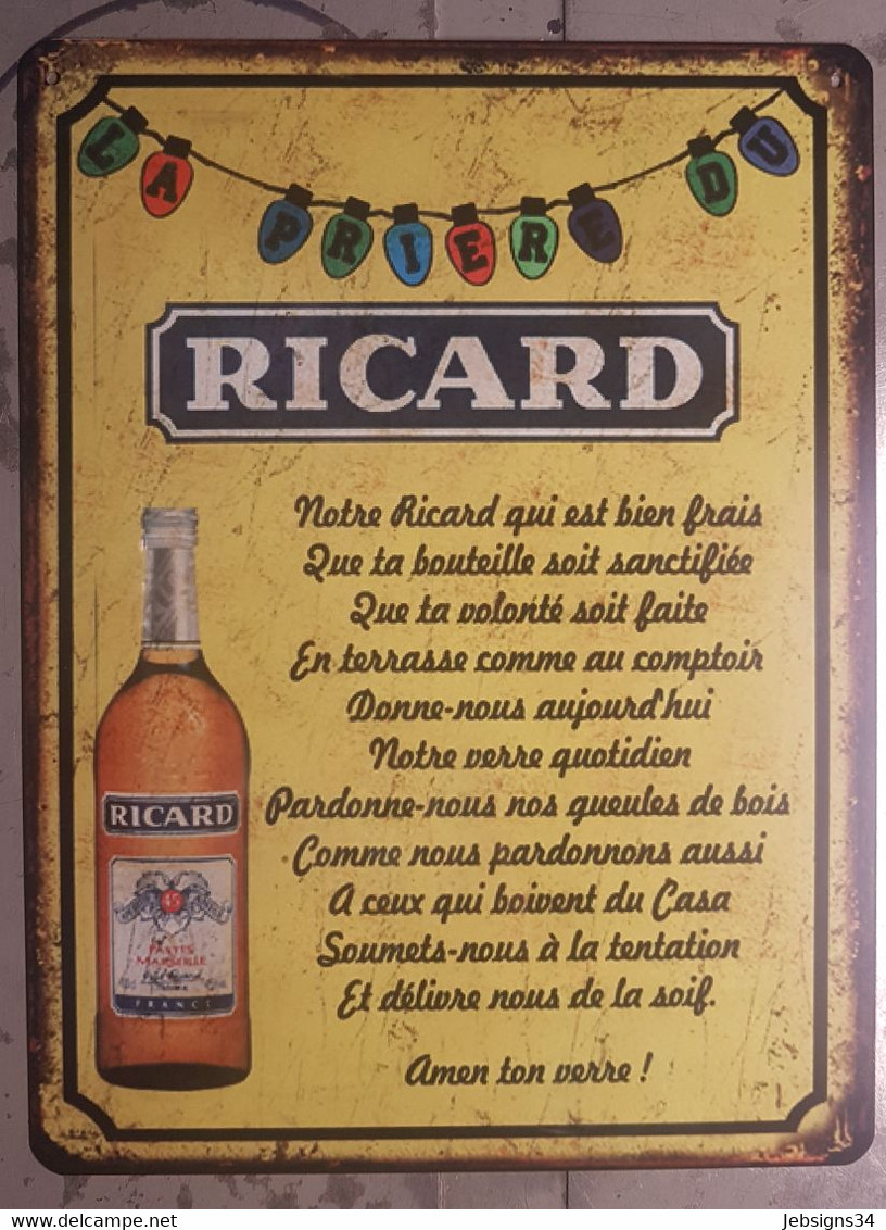 Plaque Métal Ricard Prière - Posters