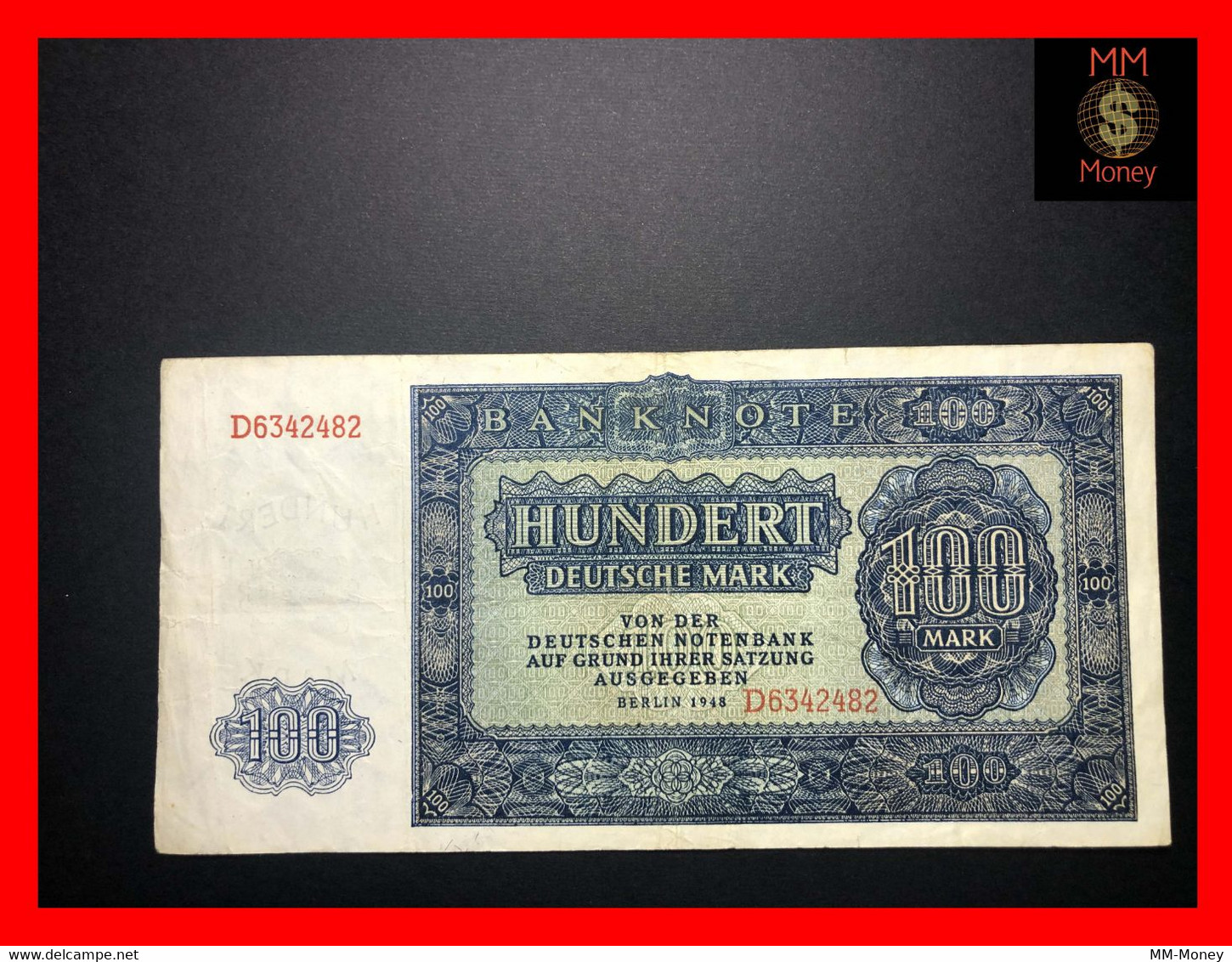 GERMANY Democratic Republic  DDR 100 Mark 1948  P. 15  "serie D"  VF - 100 Mark