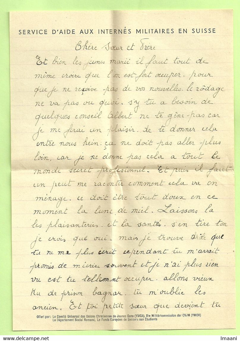 Brief YMCA van LEYSIN 19/12/45  + "Hospitalisation des militaires en Suisse" pour ANS lez Liege (B5743