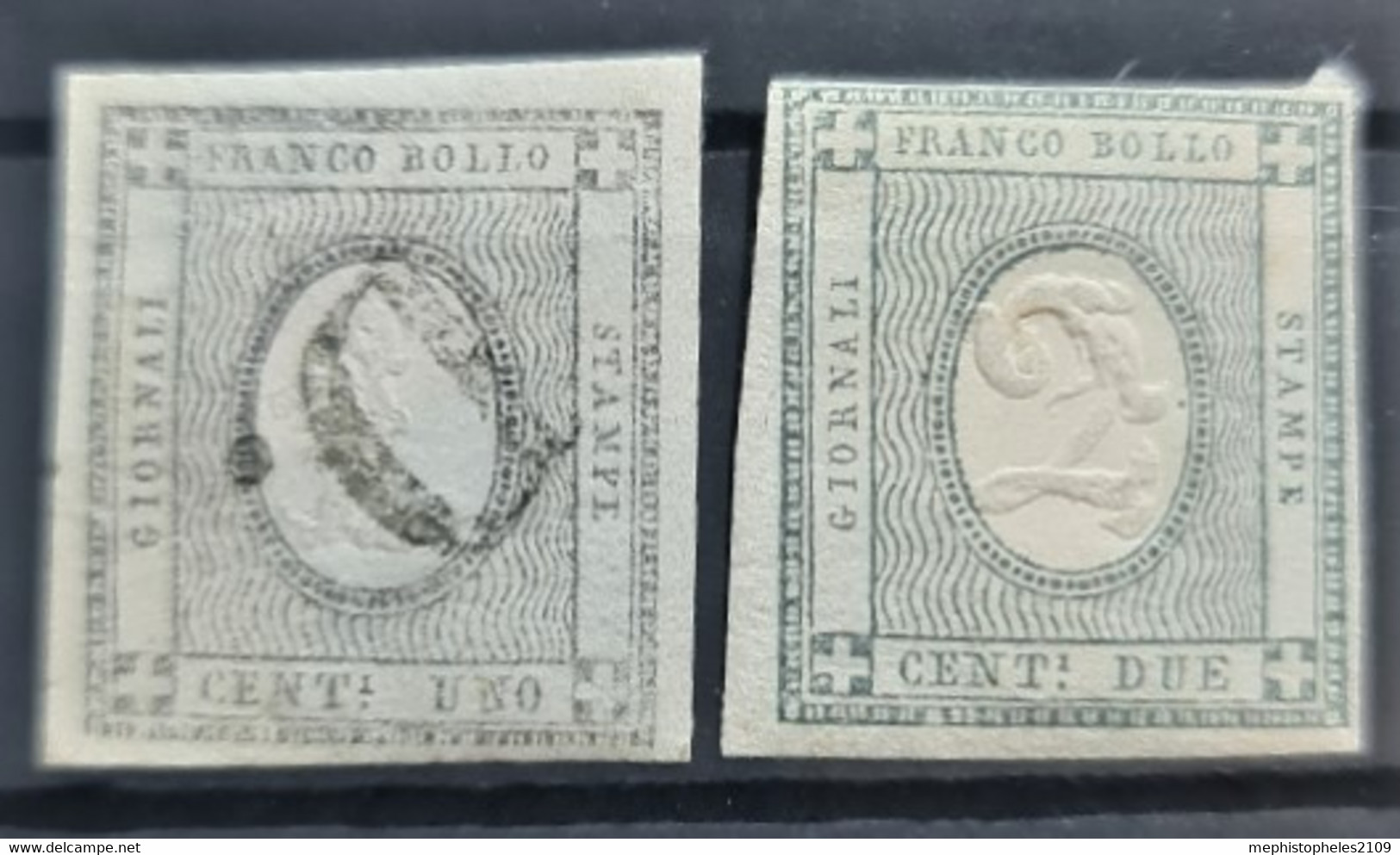 SARDINIA 1861 - MLH/canceled - Sc# P1, P2 - Newspaper Stamps - Sardinia