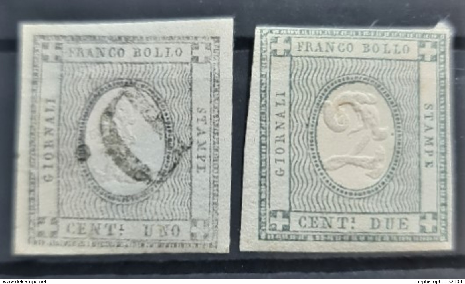 SARDINIA 1861 - MLH/canceled - Sc# P1, P2 - Newspaper Stamps - Sardegna