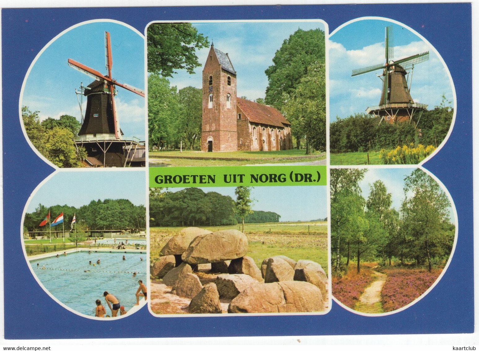 Groeten Uit Norg (Dr.) - 2x Molen, Hunebed, Zwembad Etc.- (Nederland/Holland) - L 4637 - Norg