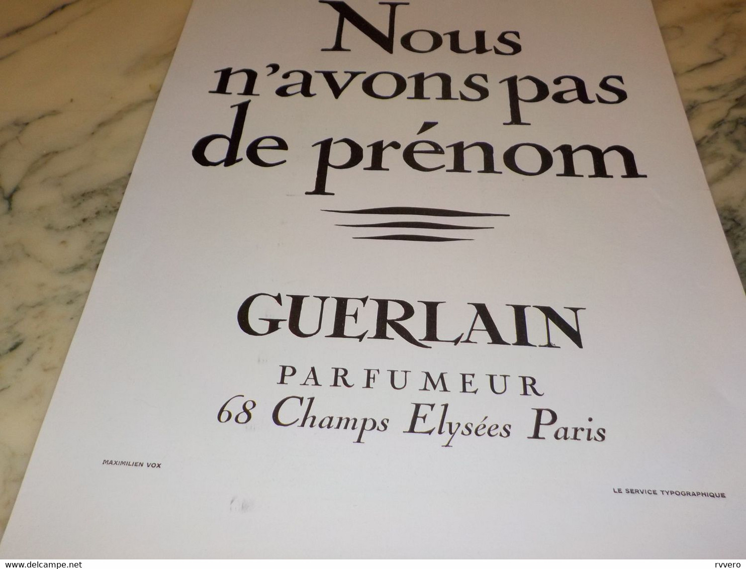 ANCIENNE PUBLICITE  PARFUMEUR  NOUS N AVONS PAS DE PRENOM 1930 - Autres & Non Classés