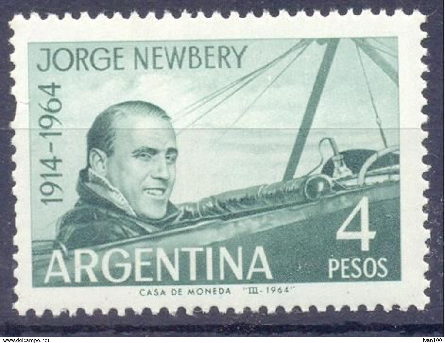 1964. Argentina, Mich.837, Pilot Jorge Newbery, 1v,  Mint/** - Unused Stamps