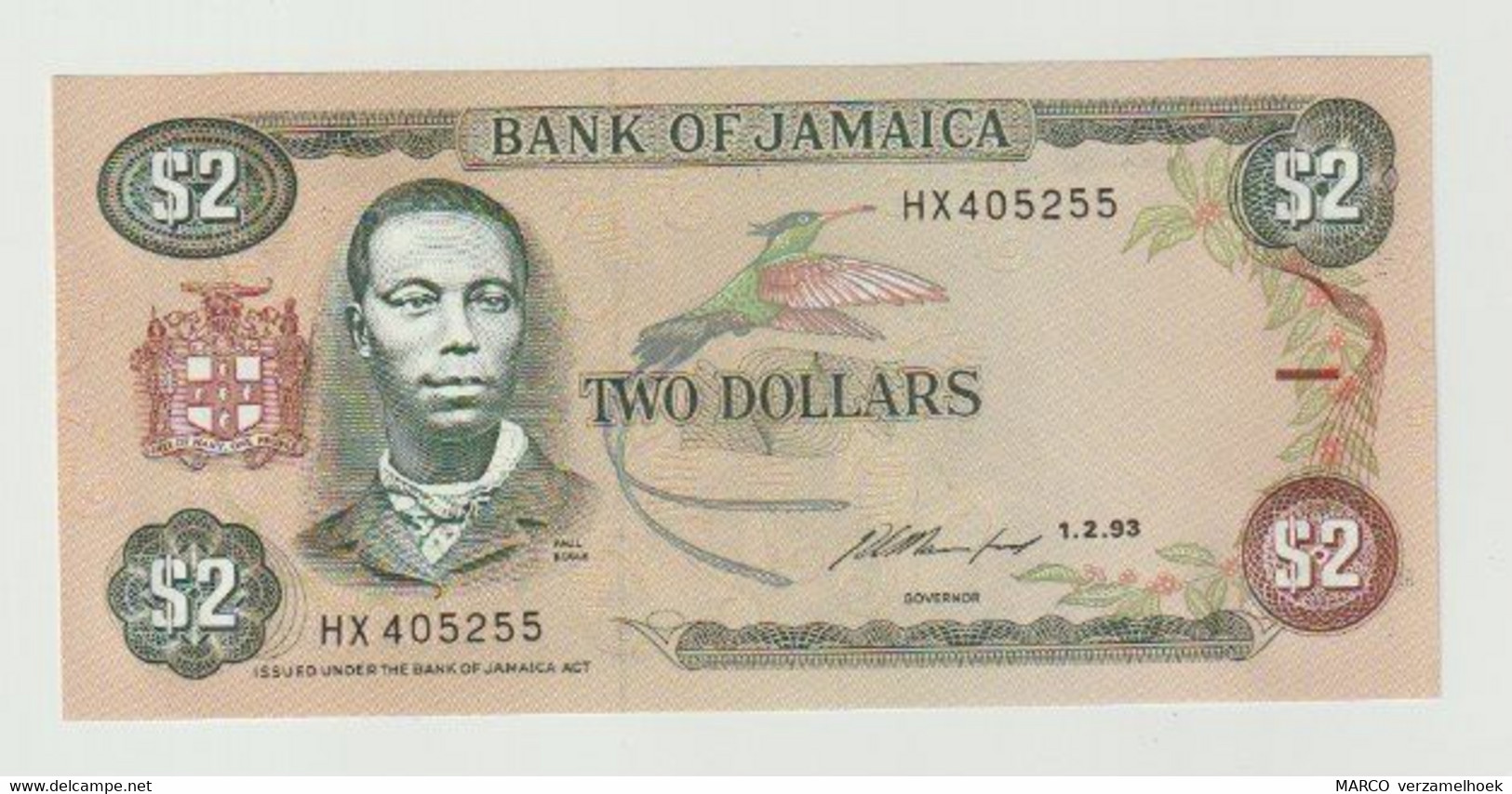 Banknote Bank Of Jamaica 2 Dollar 1993 UNC - Jamaica