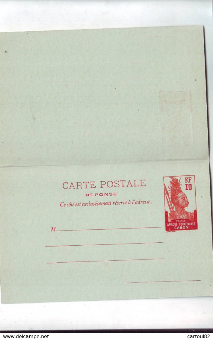 308  ENT Entier Postal  GABON  CP Avec Sa Carte Réponse - Storia Postale