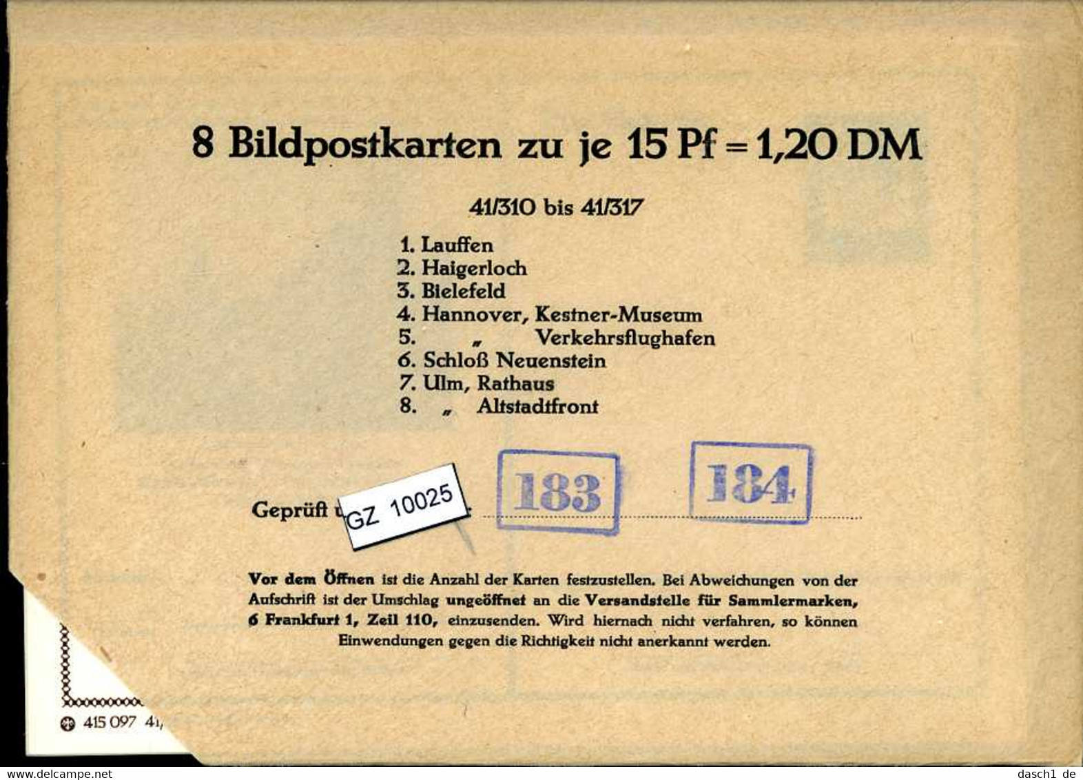 Bundesrepublik, P81, 41/310 - 41/317, Mi 12,00 - Cartoline - Nuovi