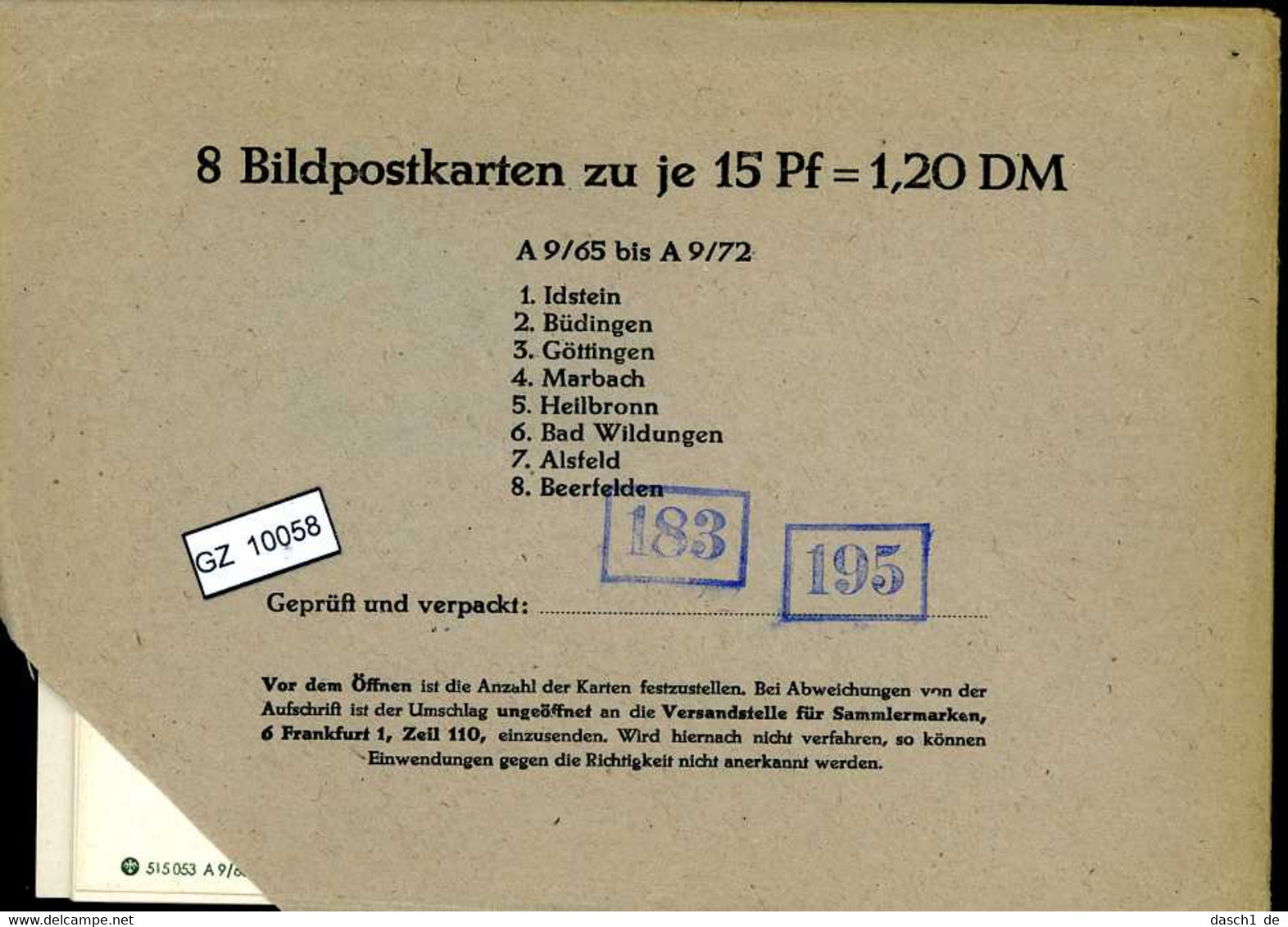 Bundesrepublik, P86, A9/65- A9/72 Mi 14,00 - Postkaarten - Ongebruikt