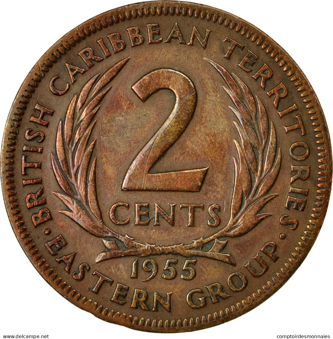 Monnaie, Etats Des Caraibes Orientales, Elizabeth II, 2 Cents, 1955, TTB - Caribe Británica (Territorios Del)