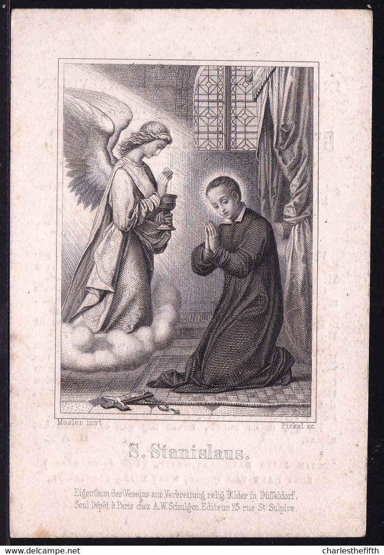 JOANNES WILHELMUS CRAMER ° AMSTERDAM 1817 + BREUKELEN 1884 - GRAVURE St STANISLAS Et ANGE - Devotion Images