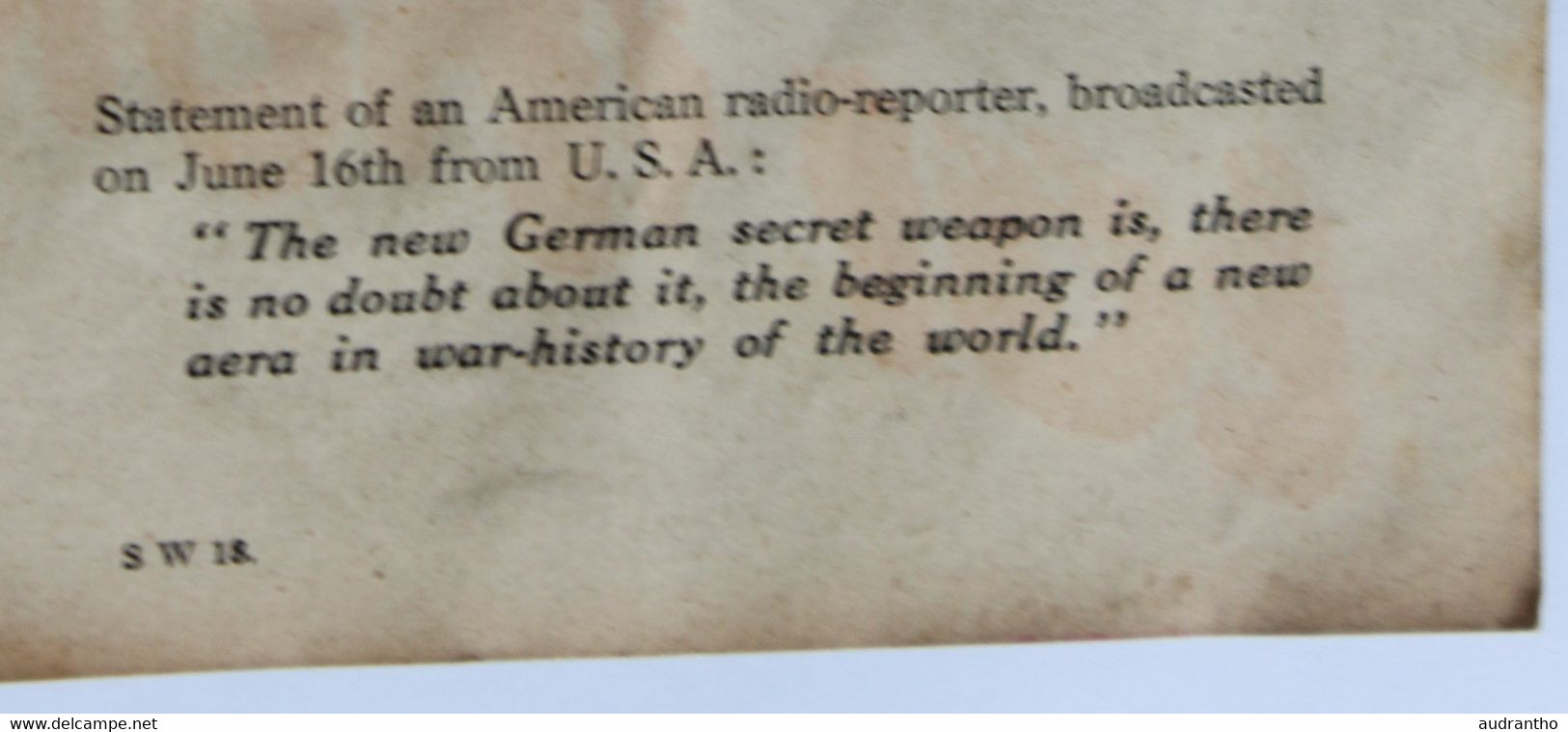 Tract Allemand De Propagande WW2 Guerre 39-45 Hell Dogs Over England Berlin And Now London Nazi War Propaganda - 1939-45