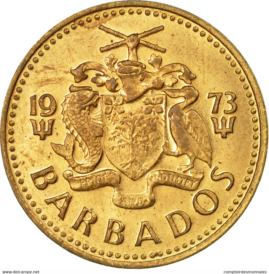 Monnaie, Barbados, 5 Cents, 1973, Franklin Mint, TTB, Laiton, KM:11 - Barbados