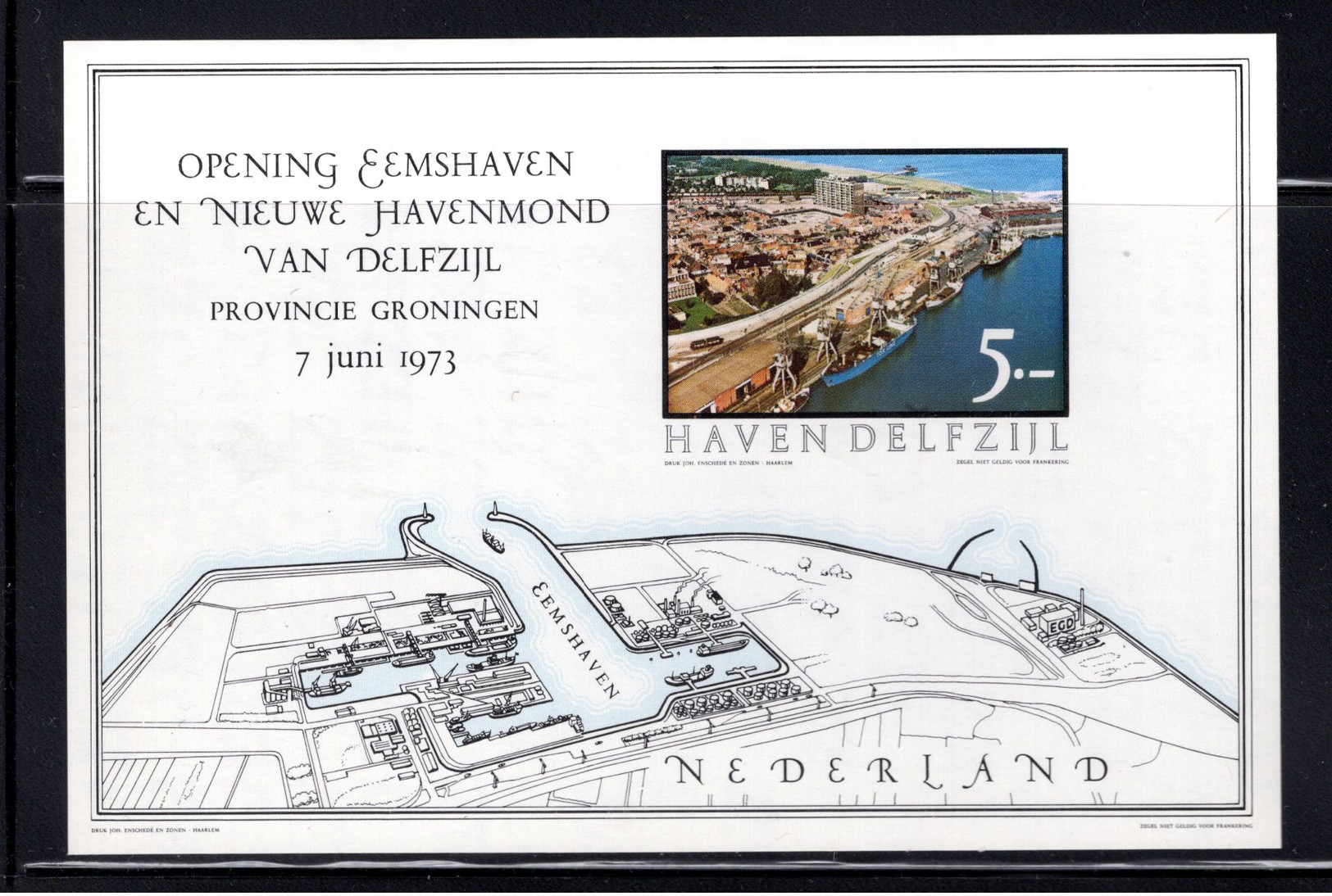 Nederland  Cindarella ** 1973 Opening Eemshaven Delfzijl Eröffnung Hafen " Eemshaven" Delfzijl - Sonstige & Ohne Zuordnung