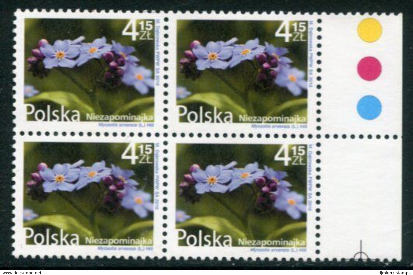 POLAND 2010 Definitive: Flowers And Fruits 4.15 Zl Block Of 4 MNH / **.  Michel 4489 - Nuovi