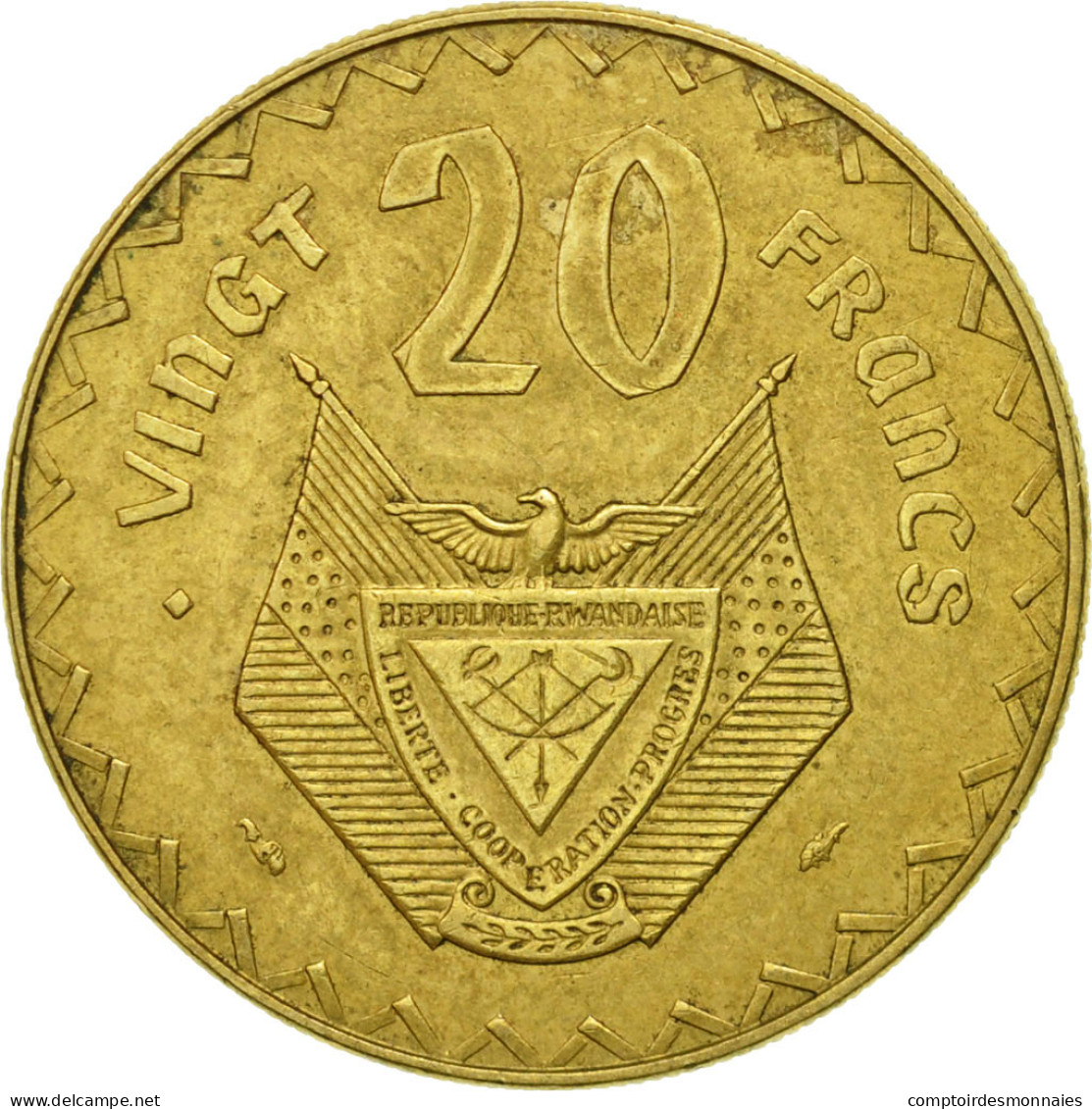 Monnaie, Rwanda, 20 Francs, 1977, Paris, TTB, Laiton, KM:15 - Rwanda