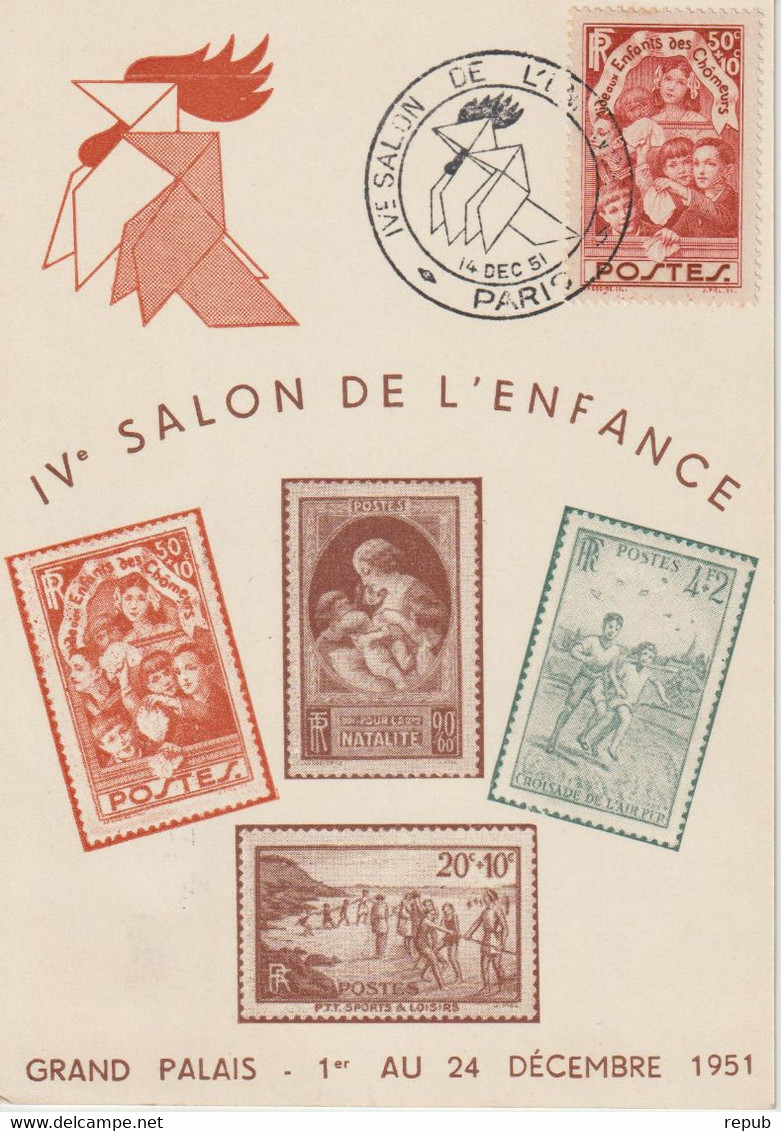 France Carte 1951 Salon De L'enfance - Gedenkstempels