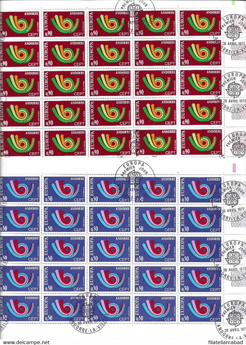 ANDORRA-25 SELLOS HOJA ENTERA -YVERT Nº 226/227 PRECIO CATALOGO DEL AÑO 2019   582,00 € - Blocs-feuillets