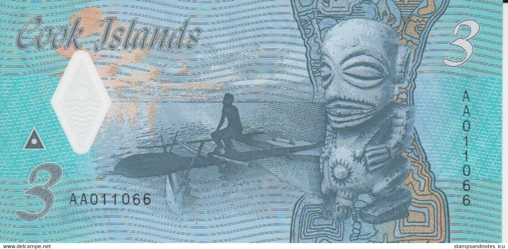 Cook Islands 3 Dollars ND ( 2021 ) P New 11 UNC Polymer Nice Number 011066 - Cook