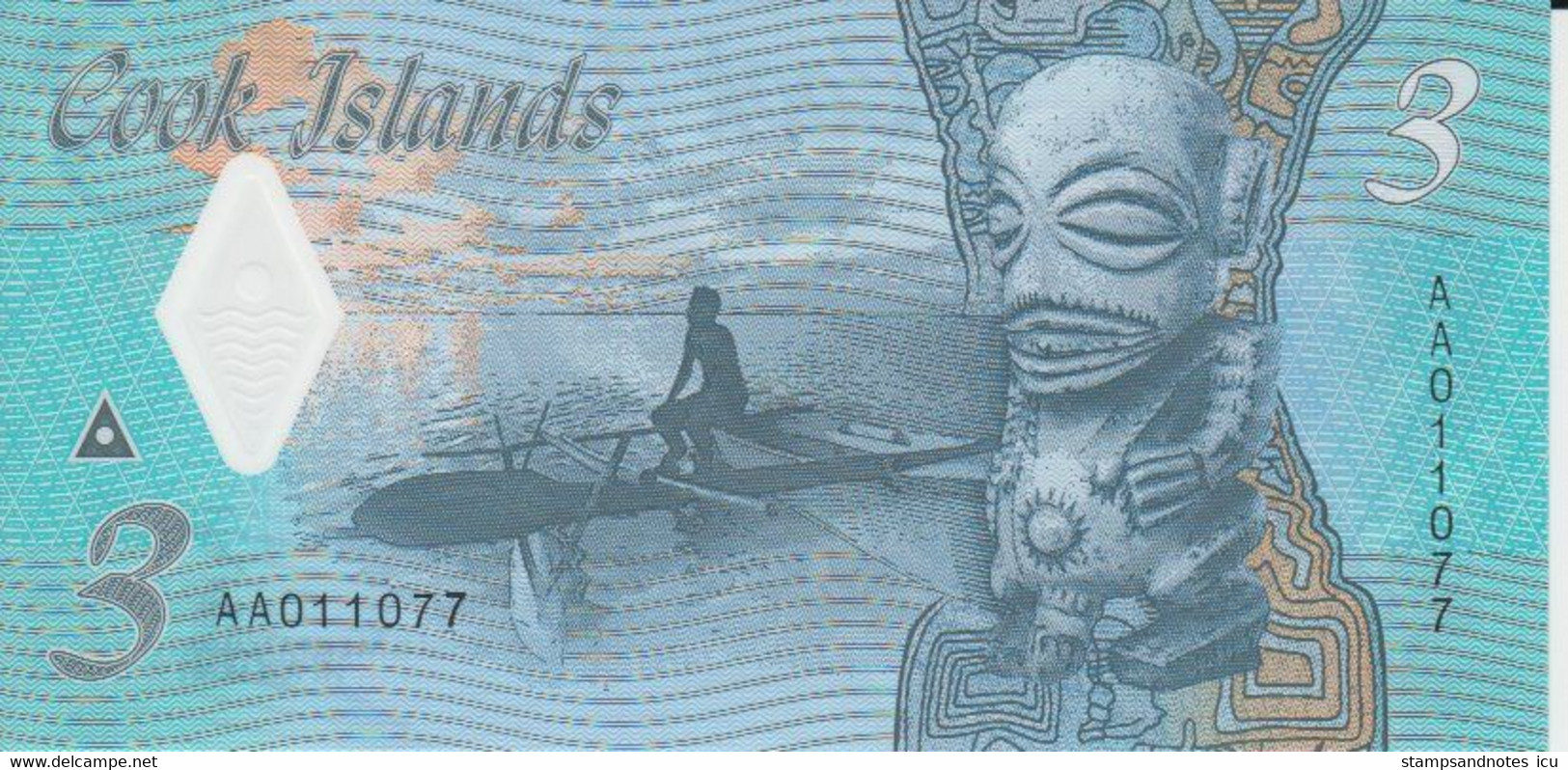 Cook Islands 3 Dollars ND ( 2021 ) P New 11 UNC Polymer Nice Number 011077 - Cook Islands