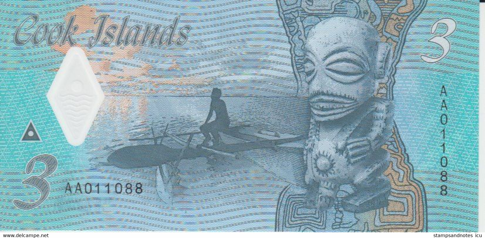 Cook Islands 3 Dollars ND ( 2021 ) P New 11 UNC Polymer Nice Number 011088 - Cookeilanden