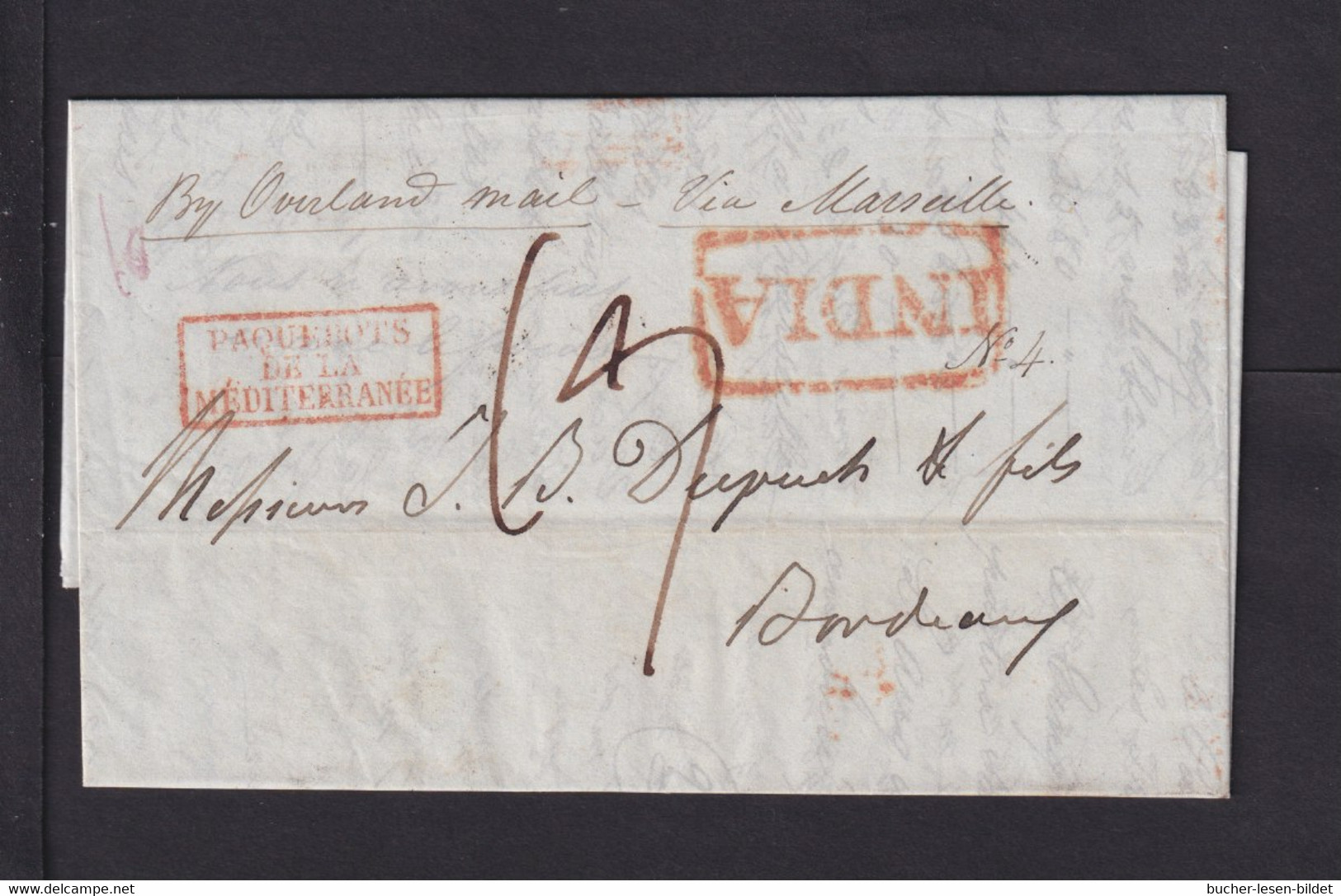 1843 - Brief Aus Calcutta Nach Bordeaux - Diverse Transit-Stempel - ...-1852 Préphilatélie