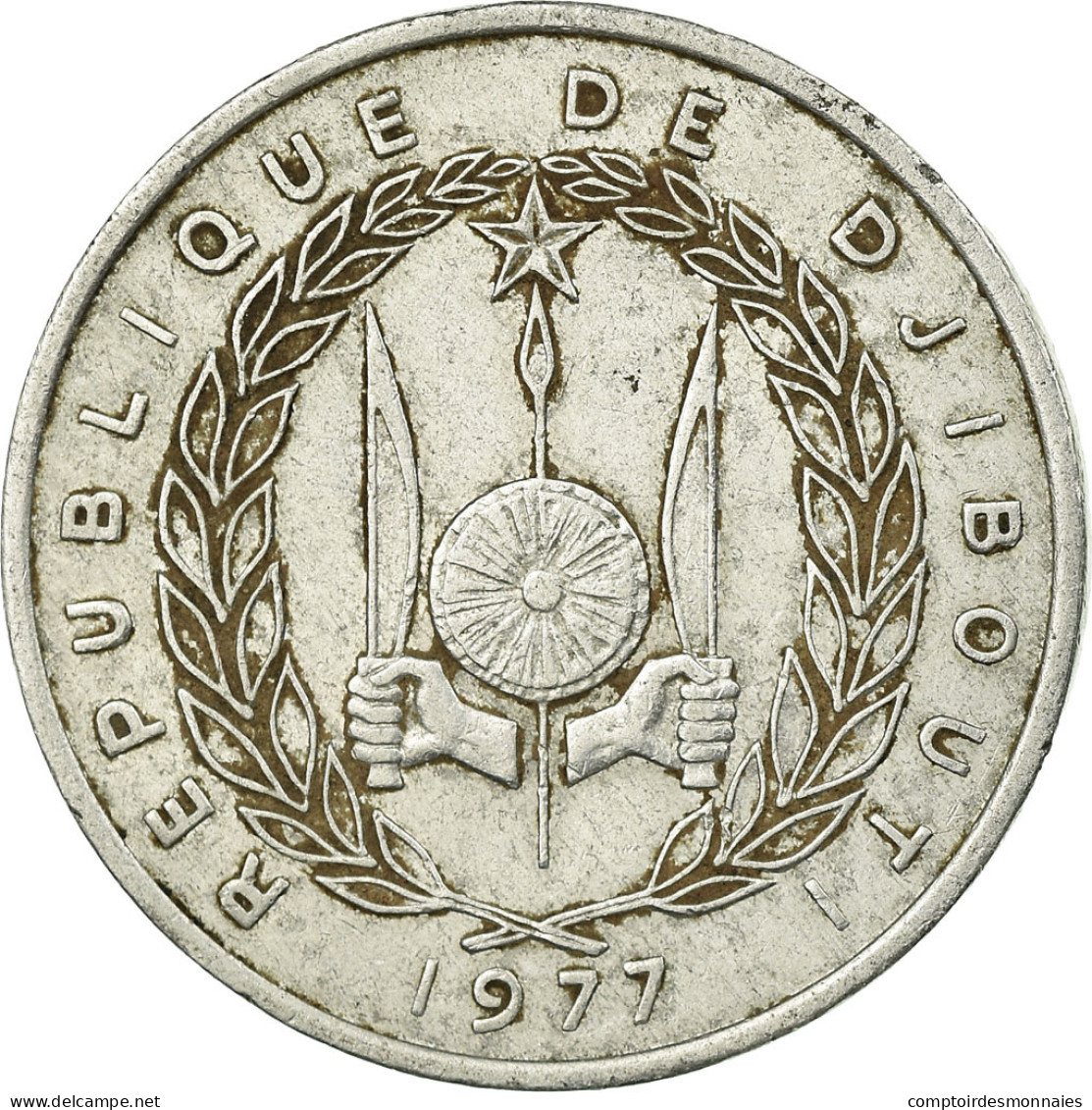 Monnaie, Djibouti, 5 Francs, 1977, Paris, TB+, Aluminium, KM:22 - Djibouti