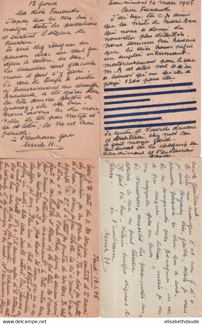 1944/1945 - BELGIQUE - 6 CARTES ENTIERS Dont PUBLIBEL (GARAGE AUTOMOBILE) CENSURES De VERVIERS => BOULOGNE SUR SEINE - Guerre 40-45 (Lettres & Documents)