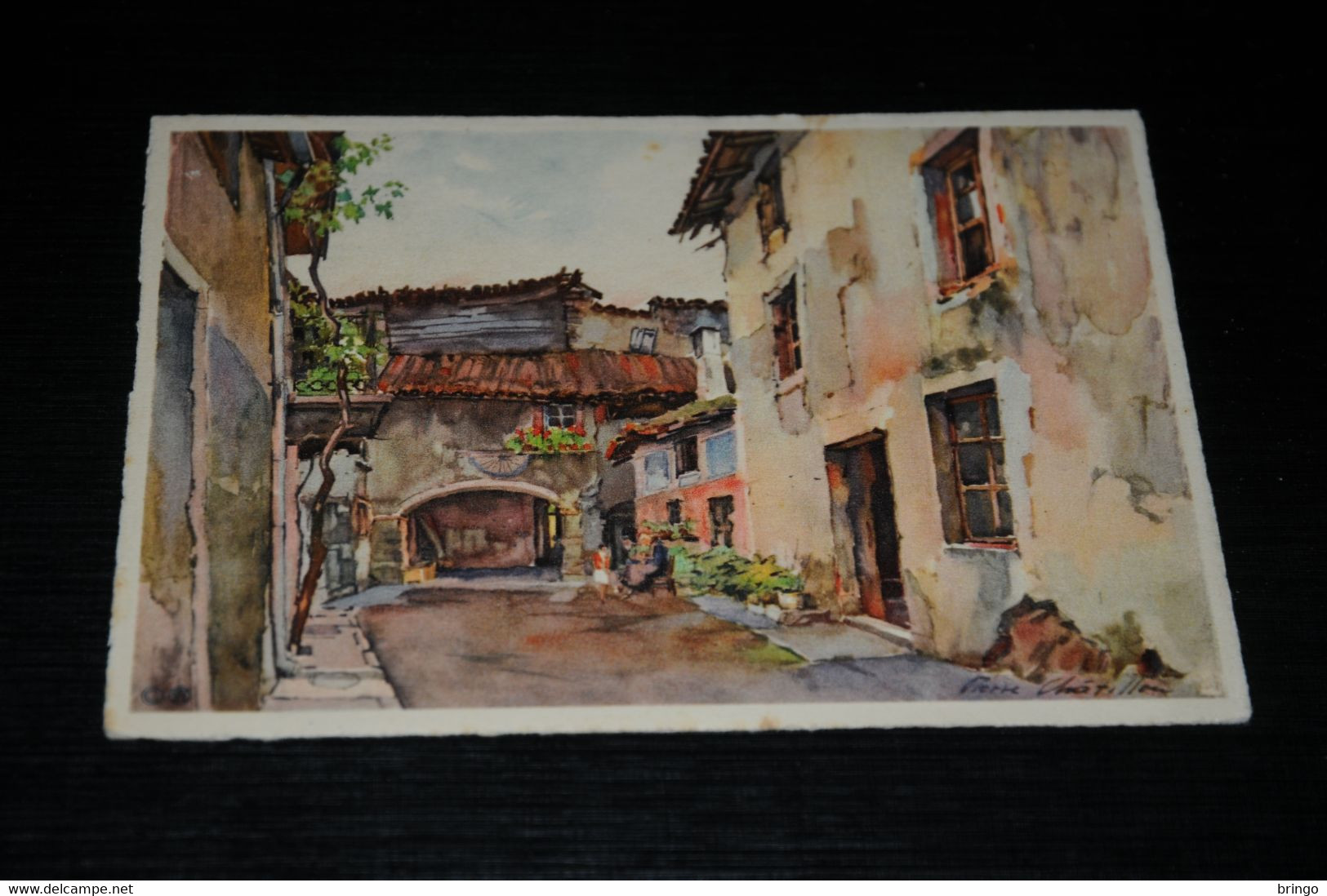 31053-                       SUISSE, MELIDE, COUR RUSTIQUE / WATERCOLOR - Melide