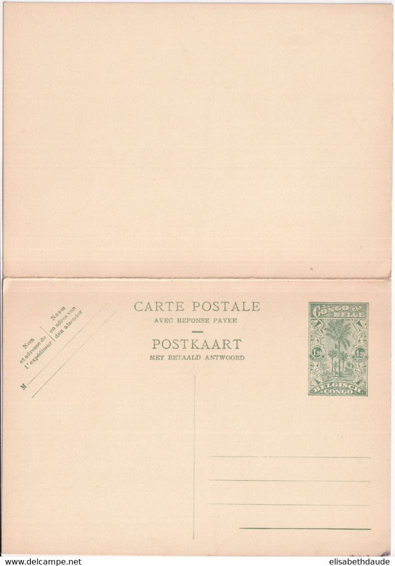 CONGO BELGE - CARTE ENTIER Avec REPONSE PAYEE ! - Stamped Stationery