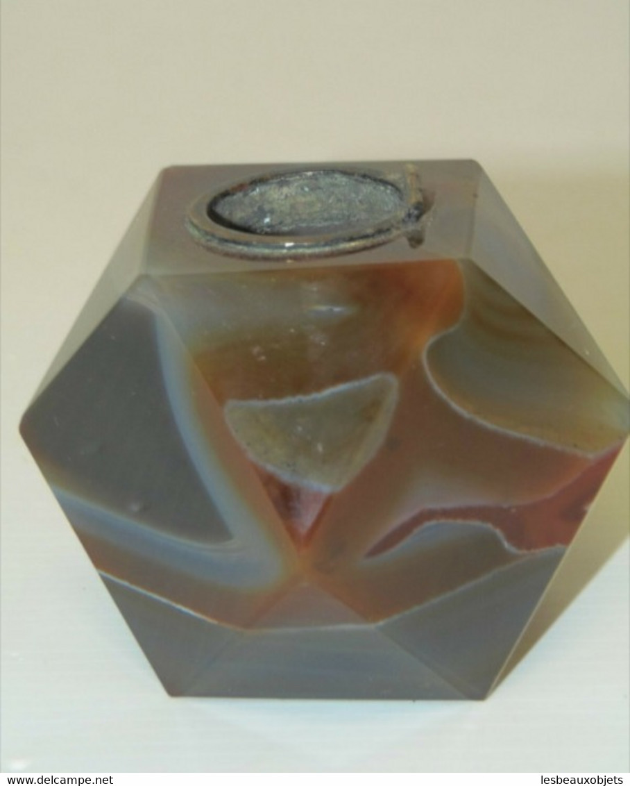 BEL ENCRIER ANCIEN En AGATE Manque Le Couvercle COLLECTION Déco Bureau Vitrine - Inkwells