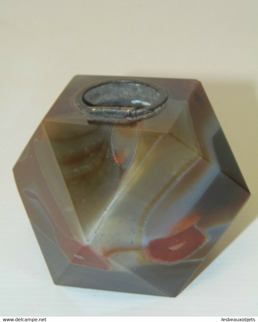 BEL ENCRIER ANCIEN En AGATE Manque Le Couvercle COLLECTION Déco Bureau Vitrine - Inkwells