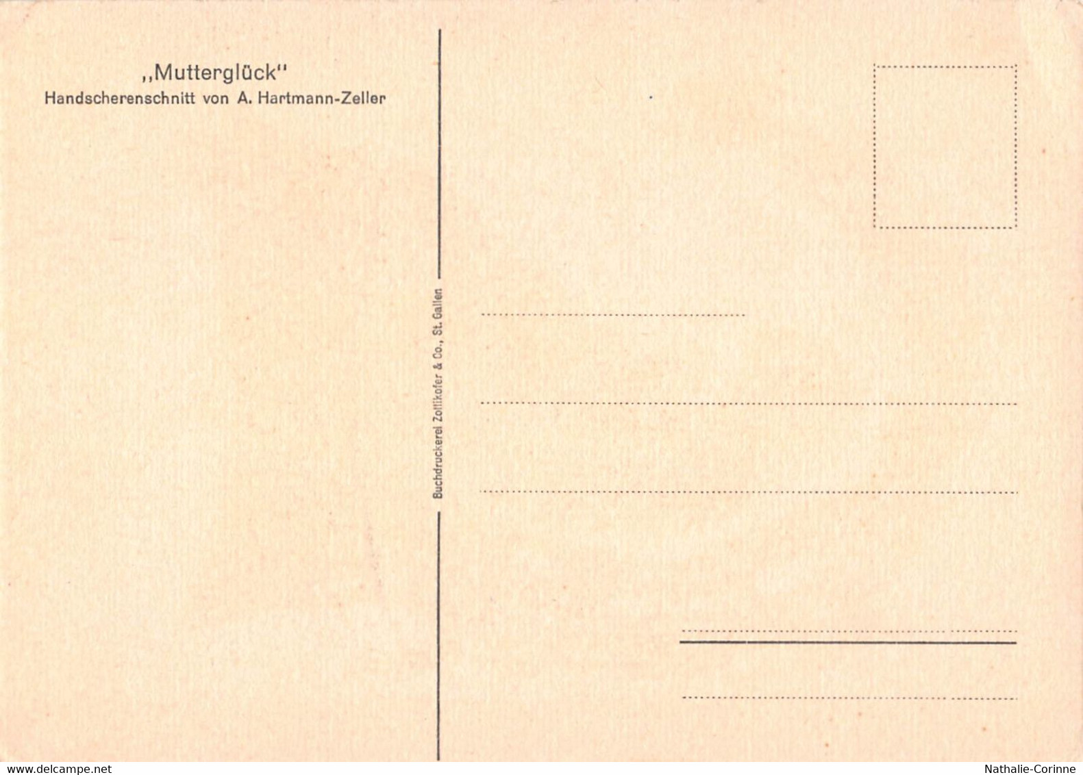 Mutterglück, A. Hartmann-Zeller, Handscherenschnitt /découpage - Mère Penchée Sur Son Nourrisson - Silhouettes