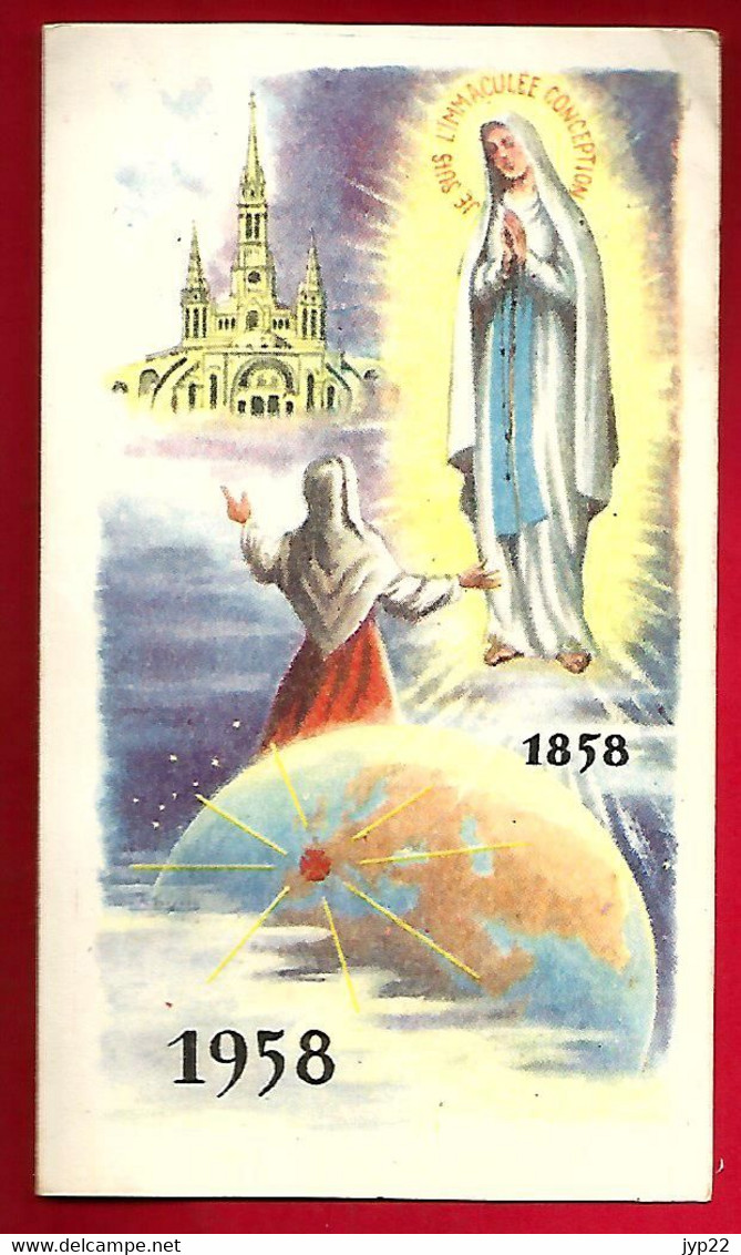 Image Pieuse Religieuse Holy Card Double Ed Bonamy - Centenaire Apparition Notre Dame De Lourdes 1858 1958 - Pèlerinage - Imágenes Religiosas