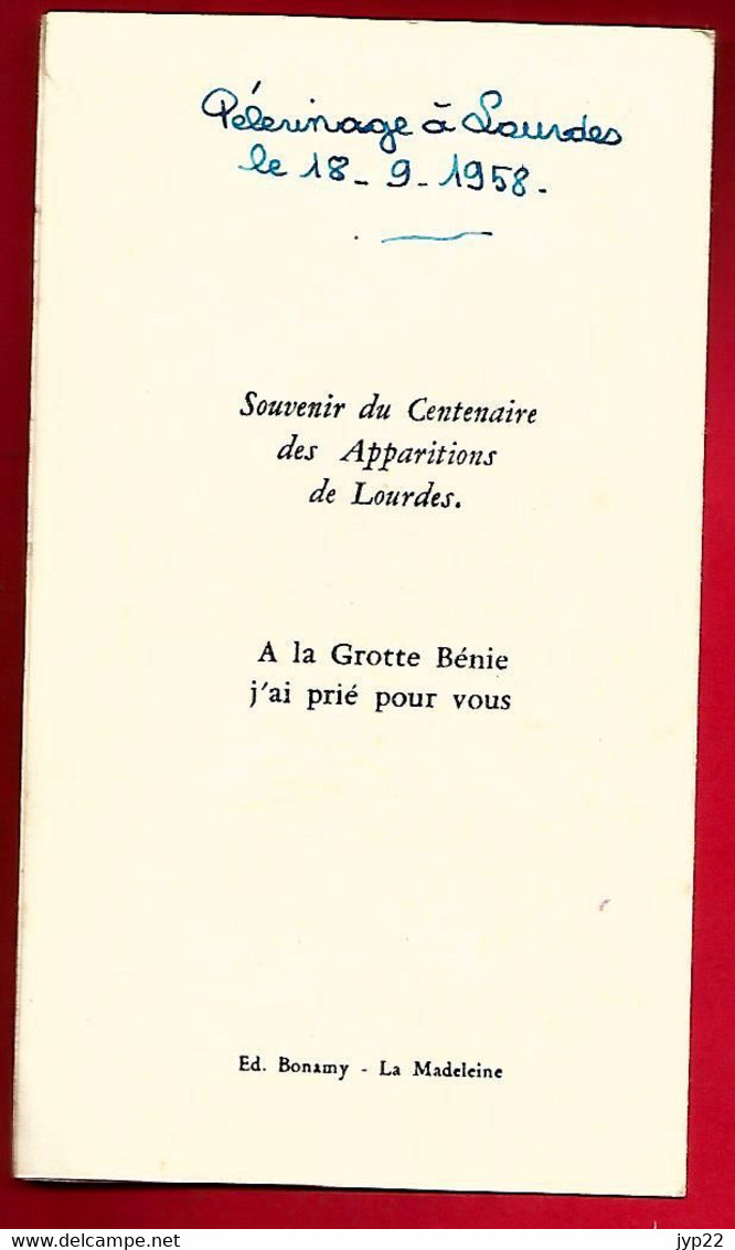 Image Pieuse Religieuse Holy Card Double Ed Bonamy - Centenaire Apparition Notre Dame De Lourdes 1858 1958 - Pèlerinage - Imágenes Religiosas