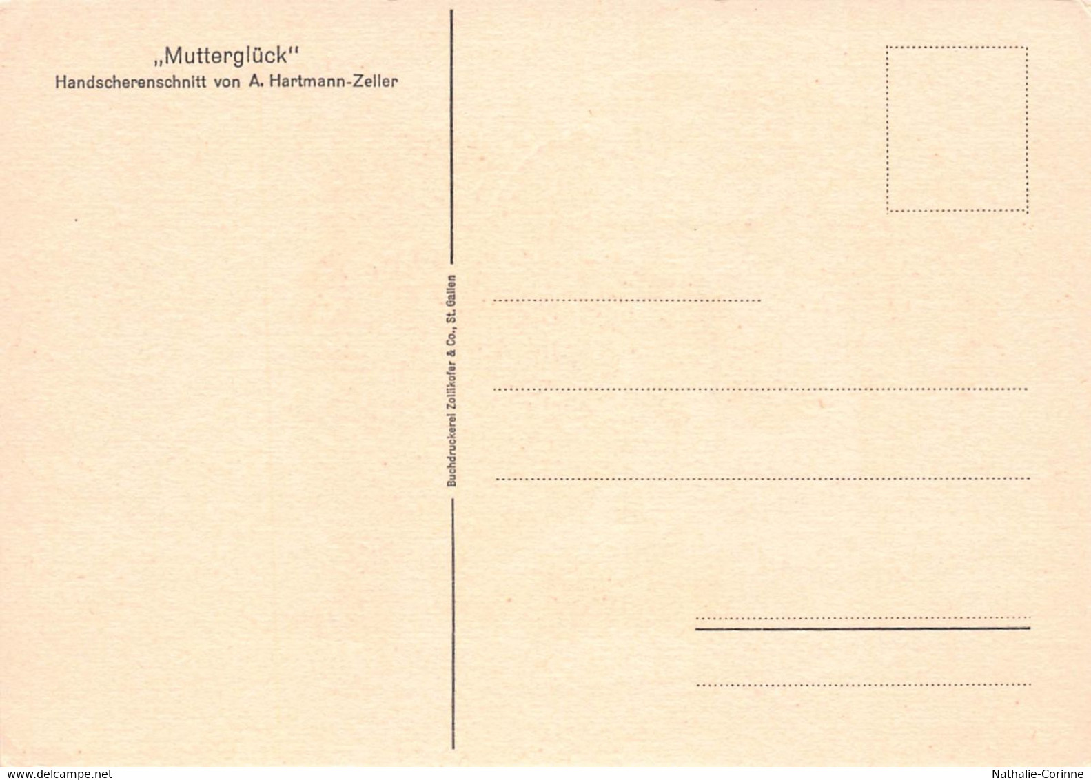 Mutterglück, A. Hartmann-Zeller , Handscherenschnitt /découpage - Mère, Fillette, Jeu, Arbuste - 1932 - Silhouettes