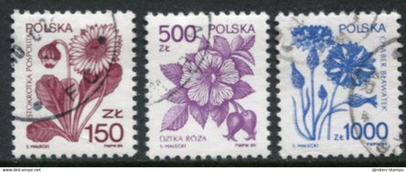 POLAND 1989 Definitive: Medicinal Plants Used.  Michel 3235, 3245-46 - Used Stamps