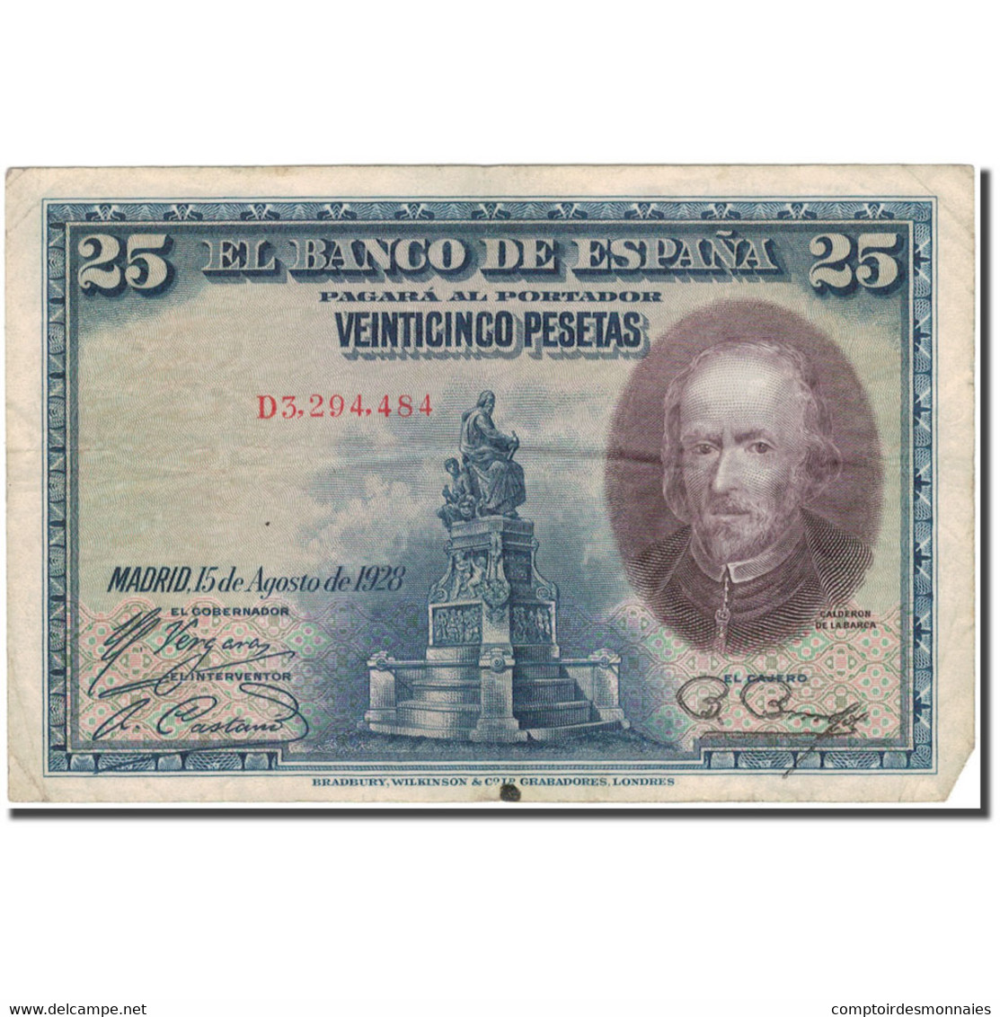 Billet, Espagne, 25 Pesetas, 1928, 1928-08-15, KM:74b, TB+ - 1-2-5-25 Pesetas