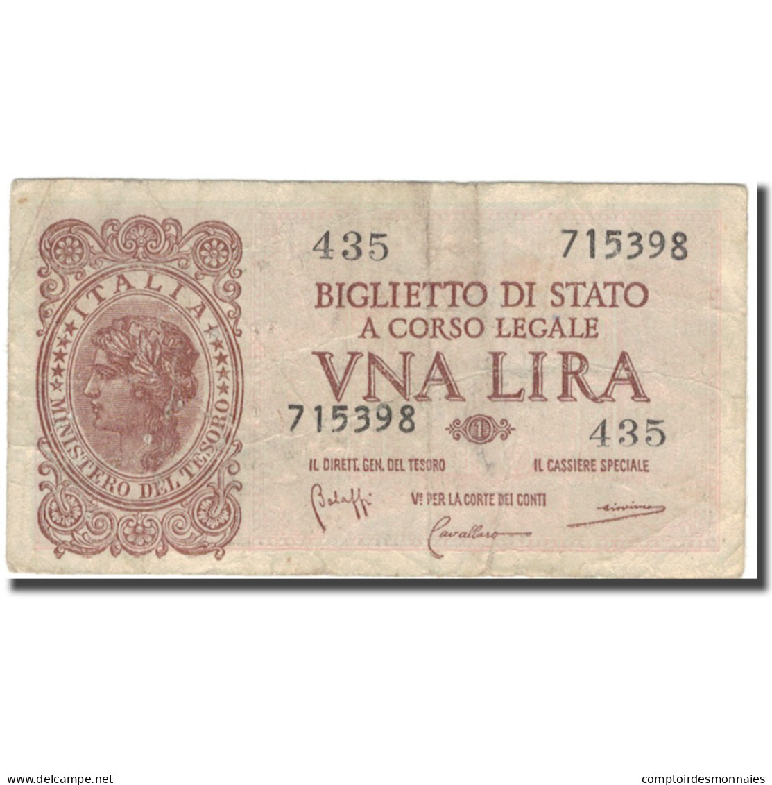 Billet, Italie, 1 Lira, 1944, 1944-11-23, KM:29b, TB+ - Regno D'Italia – 1 Lire