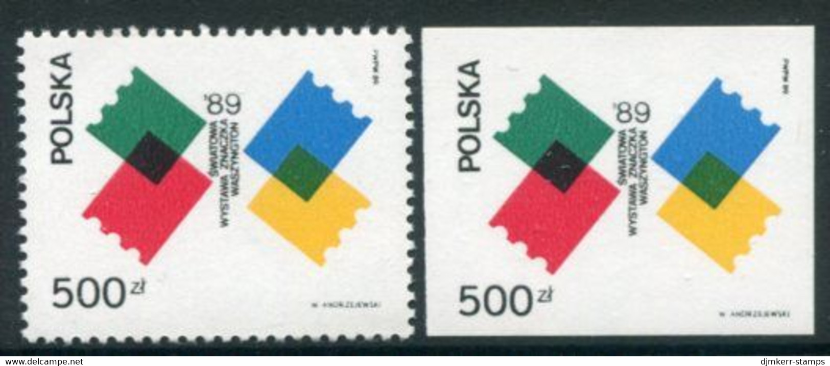POLAND 1989 World Stamp Expo Perforated And Imperforate. MNH / **.  Michel 3229A+B - Nuevos