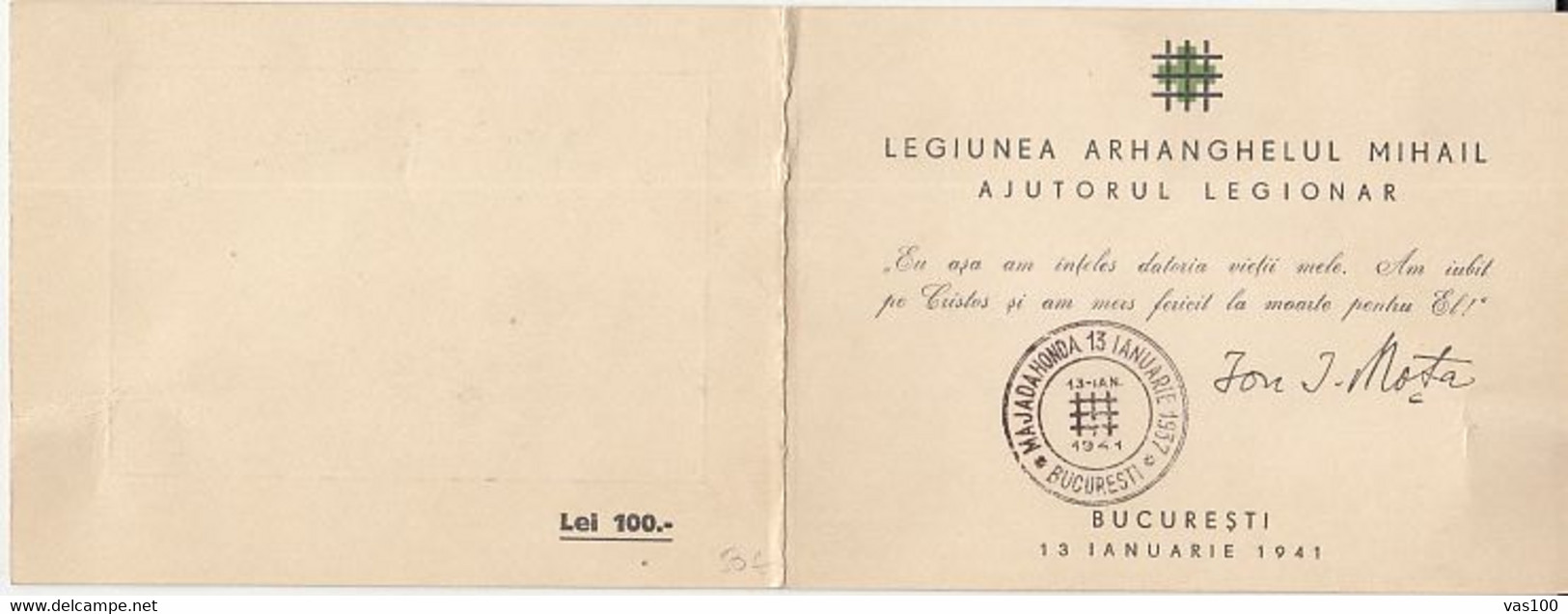 ION MOTA, VASILE MARIN, IRON GUARD, ARCHANGEL MICHAEL LEGION, BOOKLET, 1941, ROMANIA - Postzegelboekjes