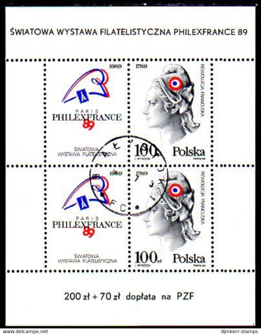 POLAND 1989 Bicentenary Of French Revolution Block Used.  Michel Block 108 - Blocs & Feuillets