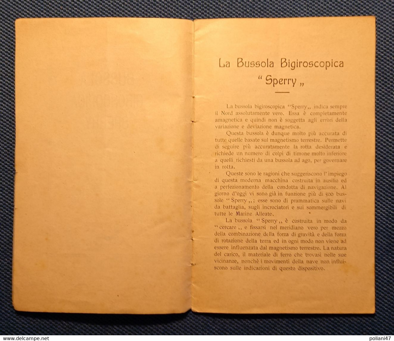 0527 "BUSSOLA GIROSCOPICA SPERRY - INDICA SEMPRE IL NORD...." OPUSCOLO - Geschiedenis,