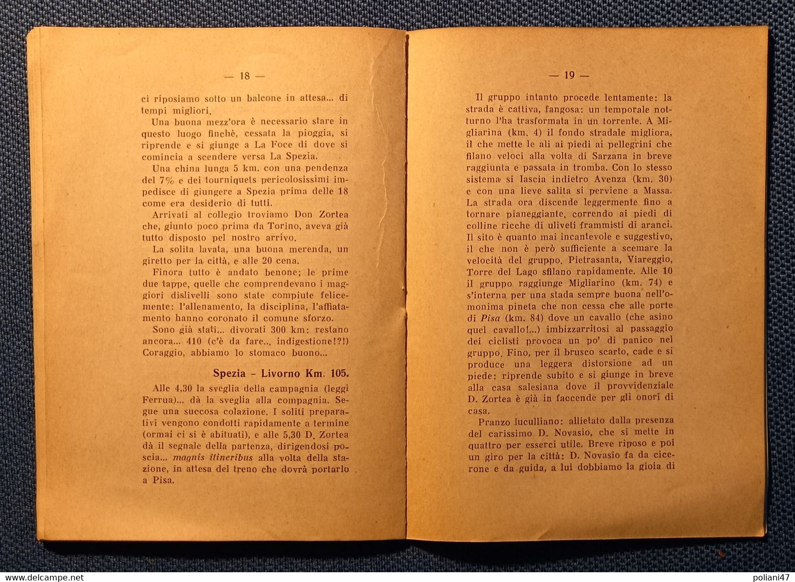 0528 "DA TORINO A ROMA IN BICICLETTA....- LA CICLISTA VALDOCCO NEL 1928 IN GITA COLL'ORATORIO VALSALICE..." OPUSCOLO