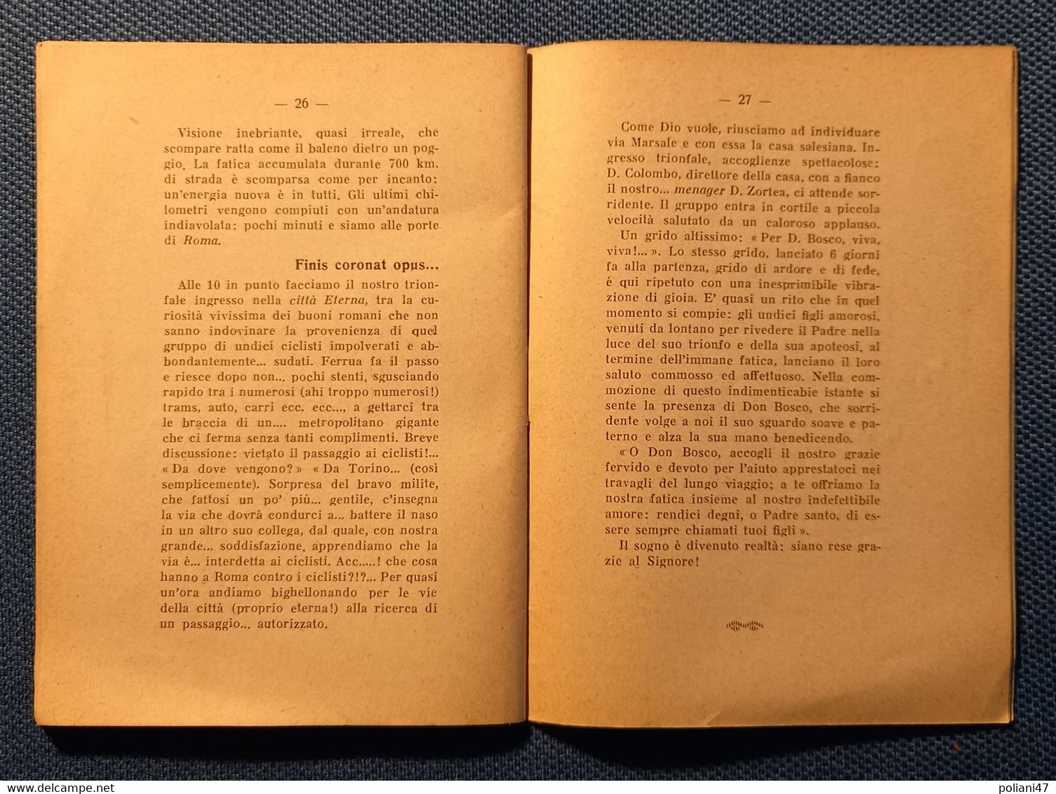 0528 "DA TORINO A ROMA IN BICICLETTA....- LA CICLISTA VALDOCCO NEL 1928 IN GITA COLL'ORATORIO VALSALICE..." OPUSCOLO