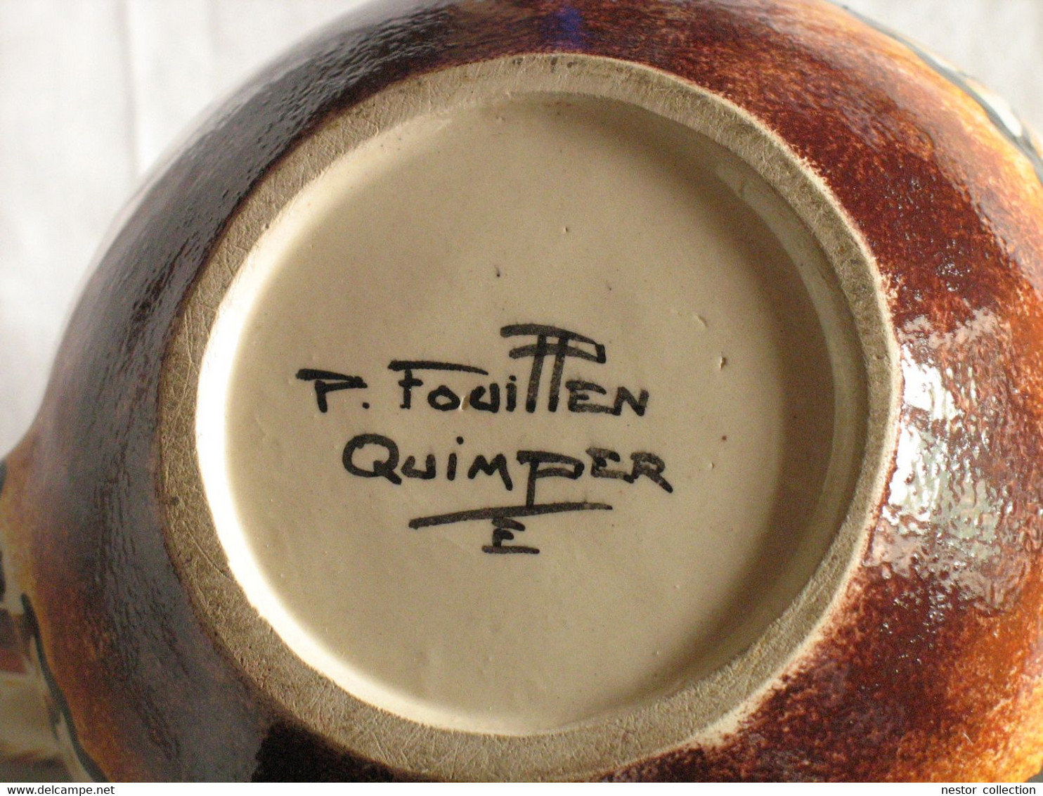 Pichet Quimper Paul FOUILLEN vase signé céramique faïence Breton Breragne